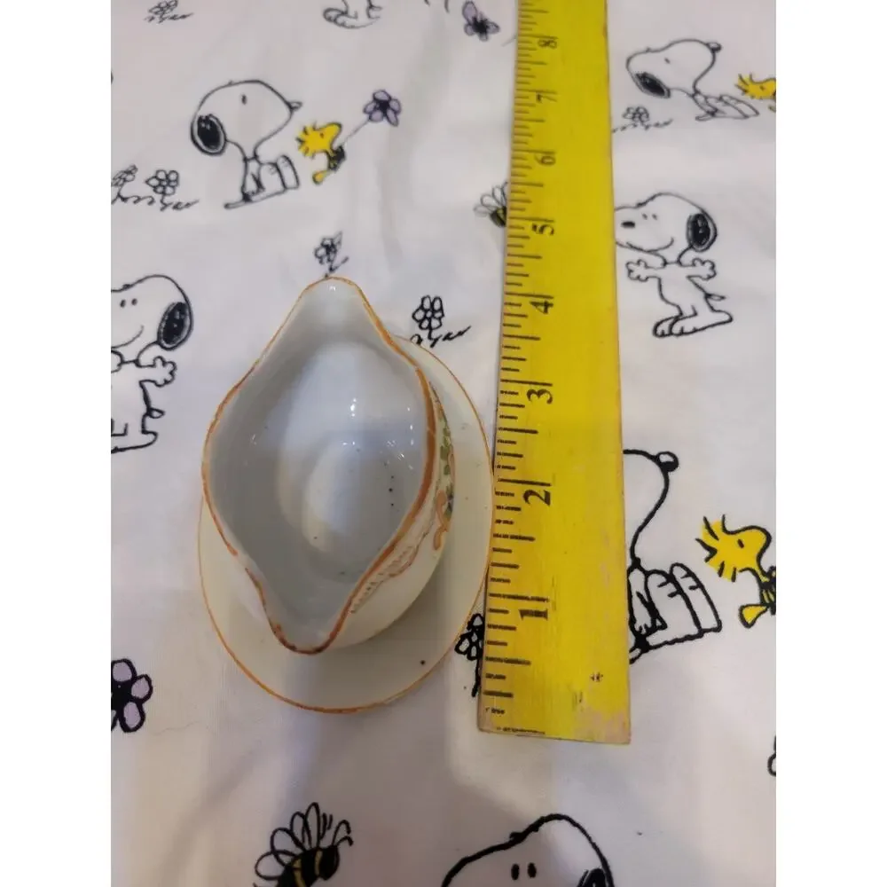 Vintage China Hand Painted Made In Japan Gravy Boat Gold Small Child Sized